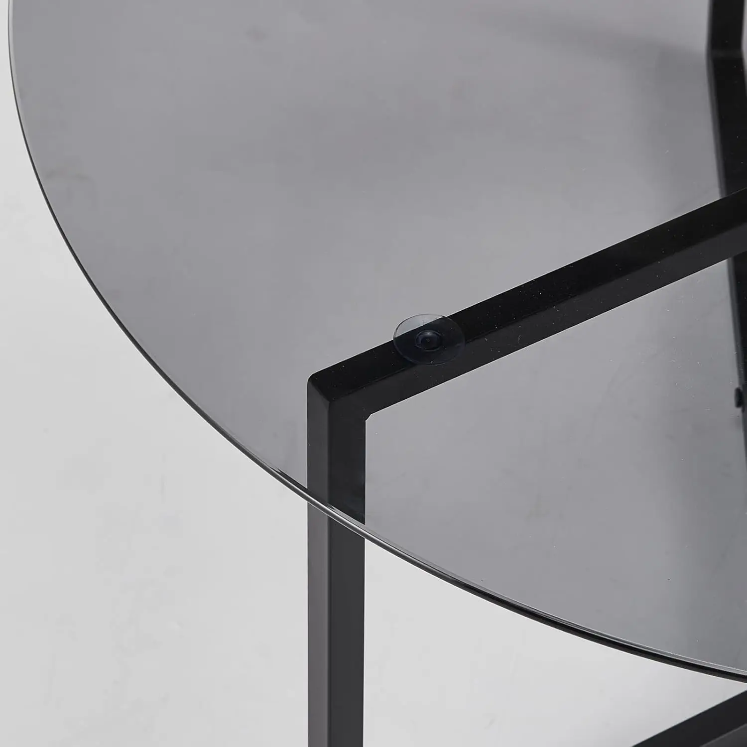 Mesa de centro redonda, mesa central de vidro circular de 35,4 polegadas com pernas de ferro, design minimalista moderno para sala de estar, escritório