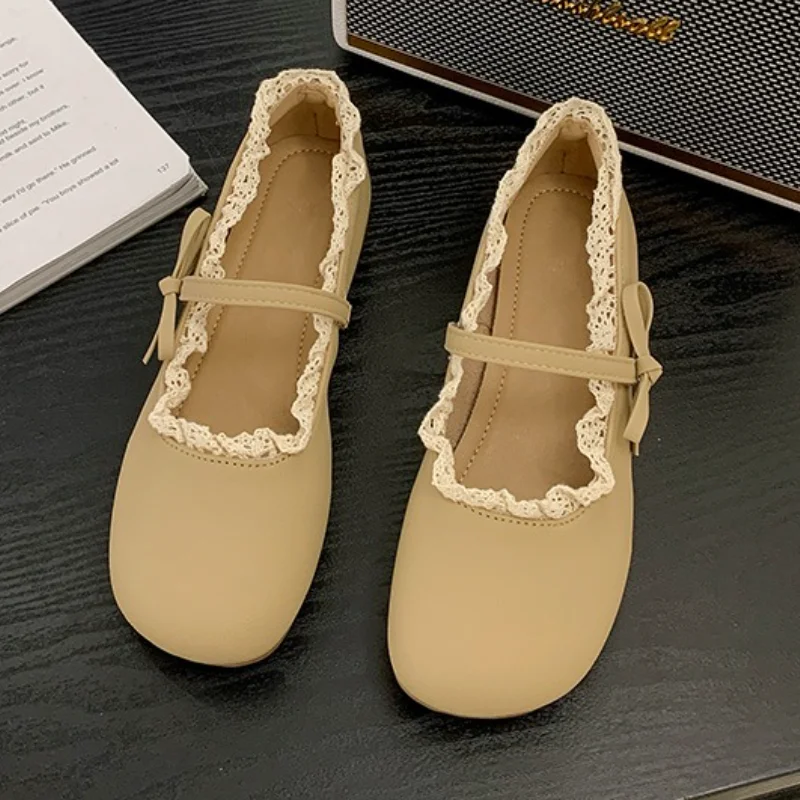 Primavera verão feminino novo temperamento retro suave emparelhado com saia salto grosso boca rasa sapatos únicos confortáveis