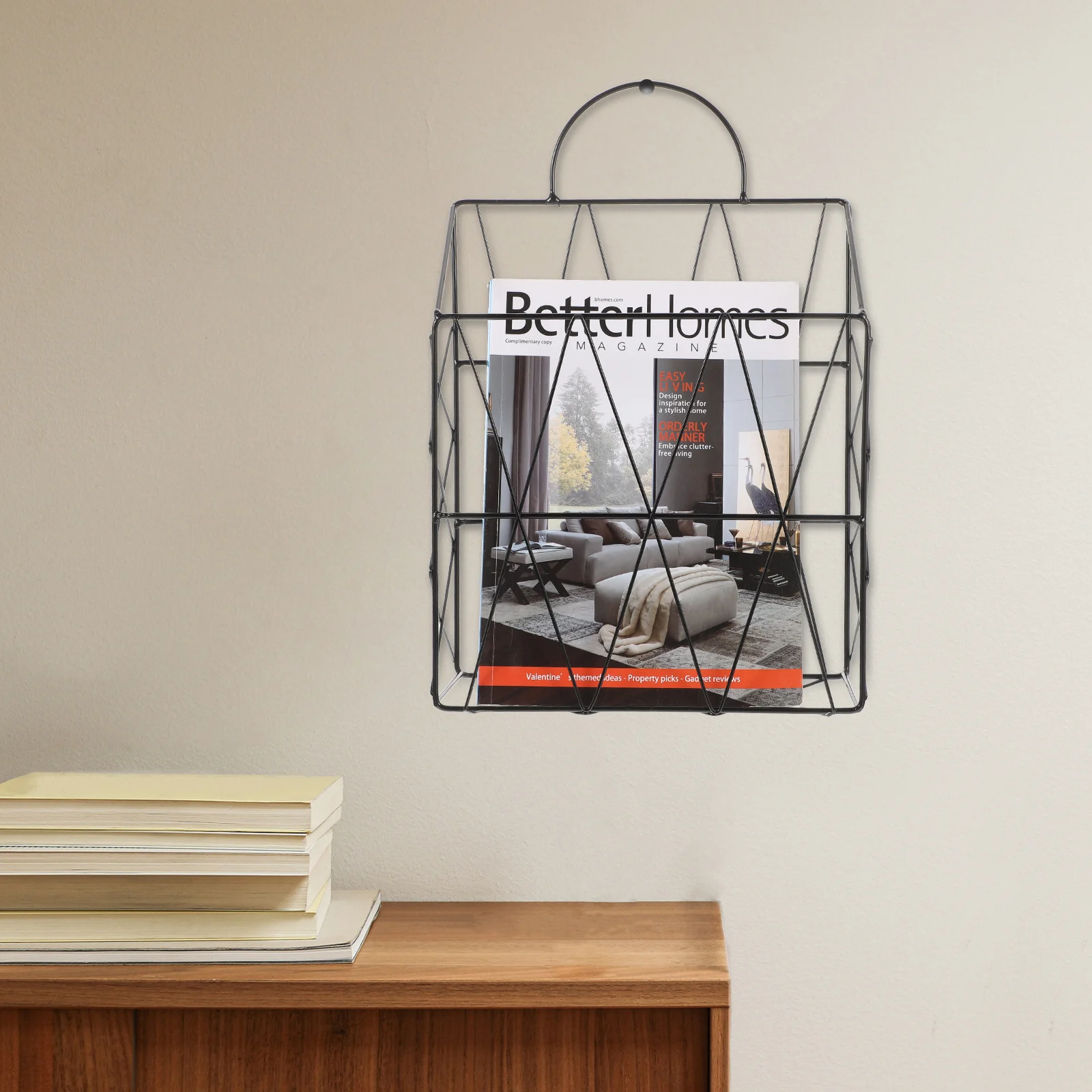 

Wall Magazine Holder Black Iron Book Stand Home Office Rack Shelf Large Capacity Storage Organization Household Decorative