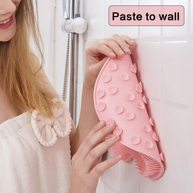 Exfoliating Shower Massage Scraper Bathroom Non-slip Bath Mat Back Massage Brush Silicone Foot Wash Body Cleaning Bathing Too