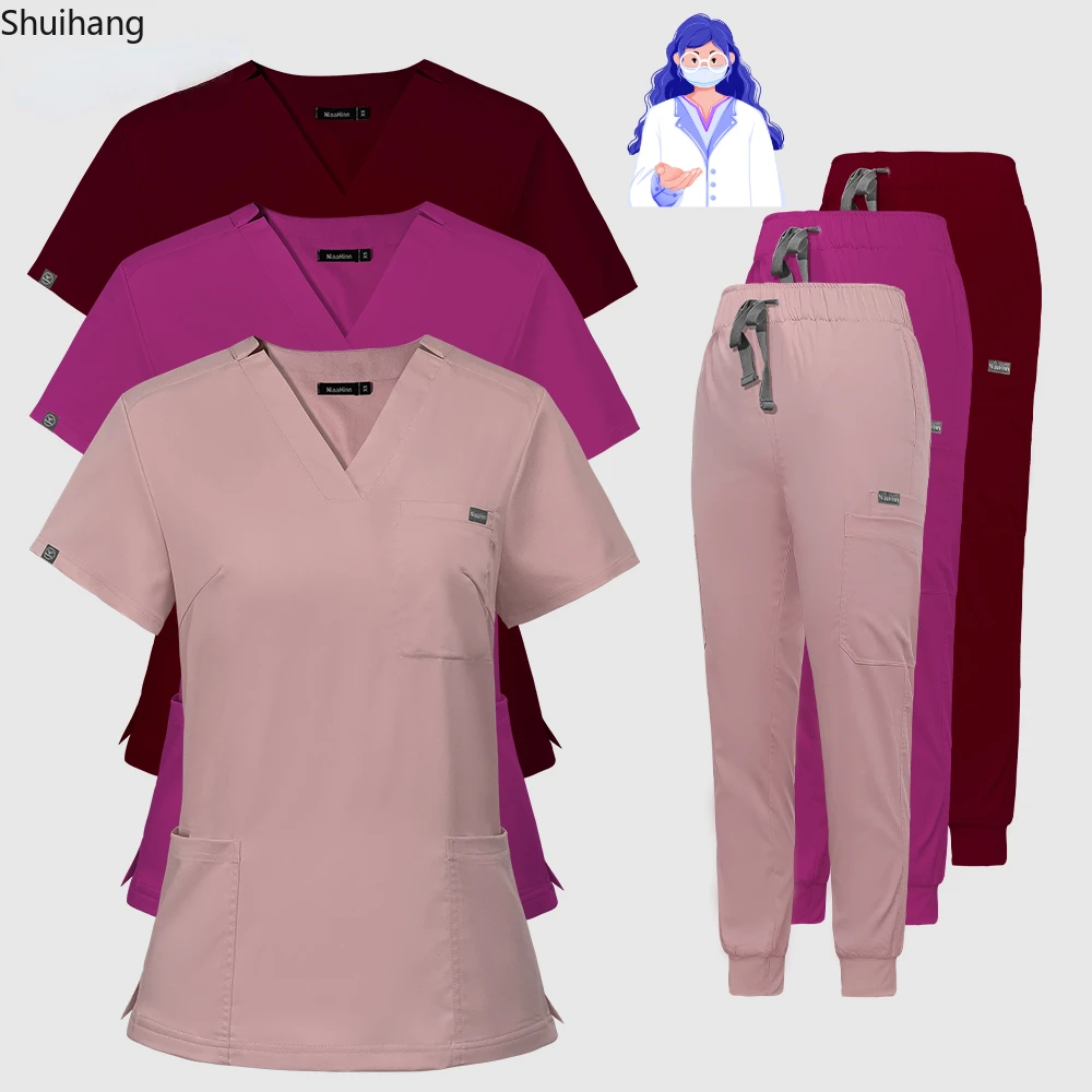 

High Quality Scrub Suits Wholesale Operating Room Medical Uniform Set Short Sleeve Nurse Set Accessories Tops Pants Scrubs Suit