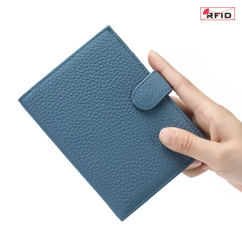 Western Leather RFID Blocking Ultrathin Passport Holder Multifunctional Wallet Plane Ticket Clip ID Storage Bag for Women