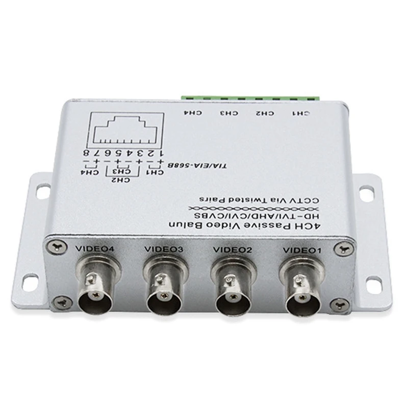 4CH Passive Video Balun for TVI CVI AHD Cameras CCTV Via Twisted Pairs UTP Video Balun 4CH Transceiver BNC To UTP RJ45-A10G
