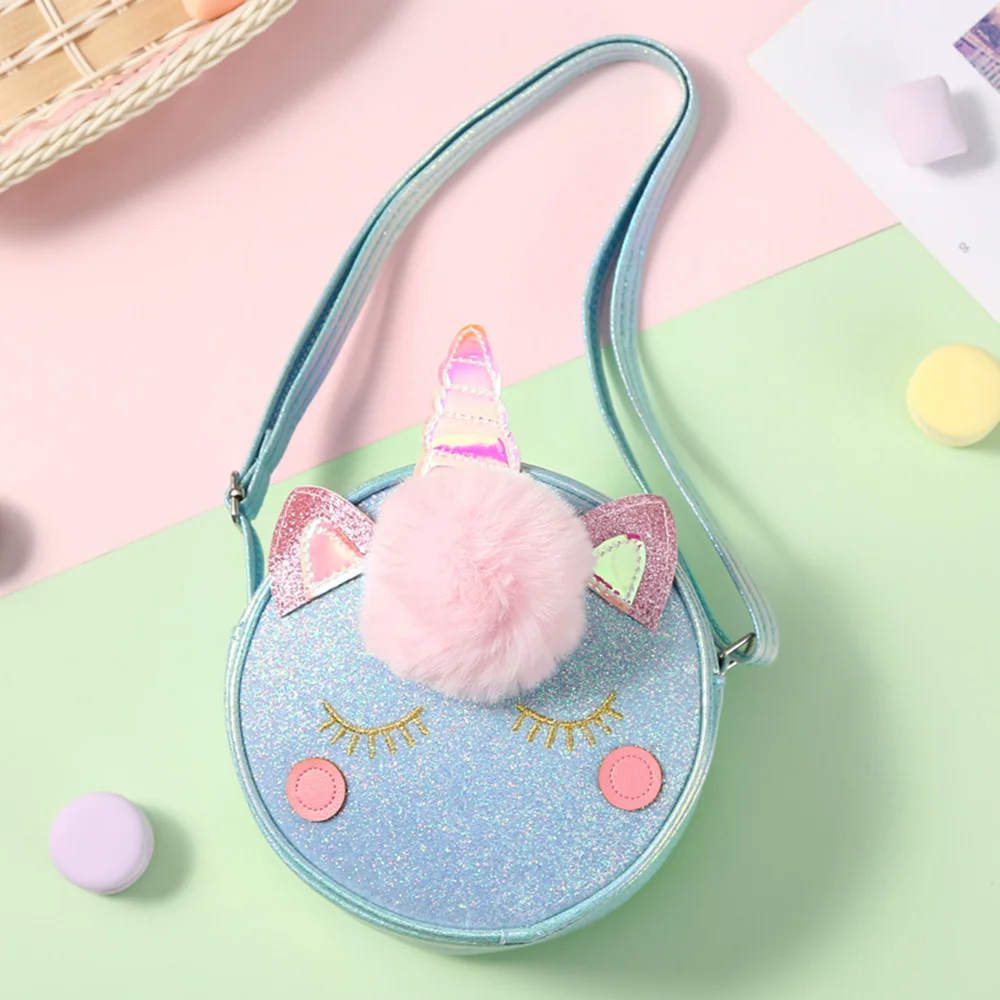 Cartoon Unicorn Crossbody Bags Messenger Bags Travel Bag Shoulder Bag For Girls Party Gift Fashion Shiny Handbags Storage Bag