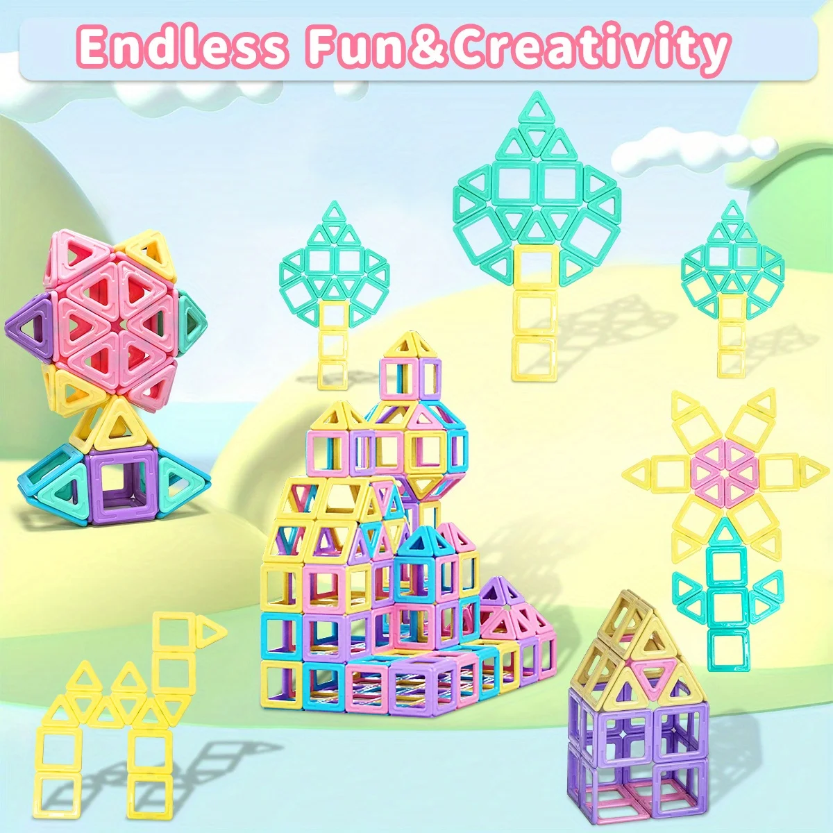 Magnetic Building Block Toy Set, Stem Toys Suitable for Educational Puzzle Games for Boys and Girls