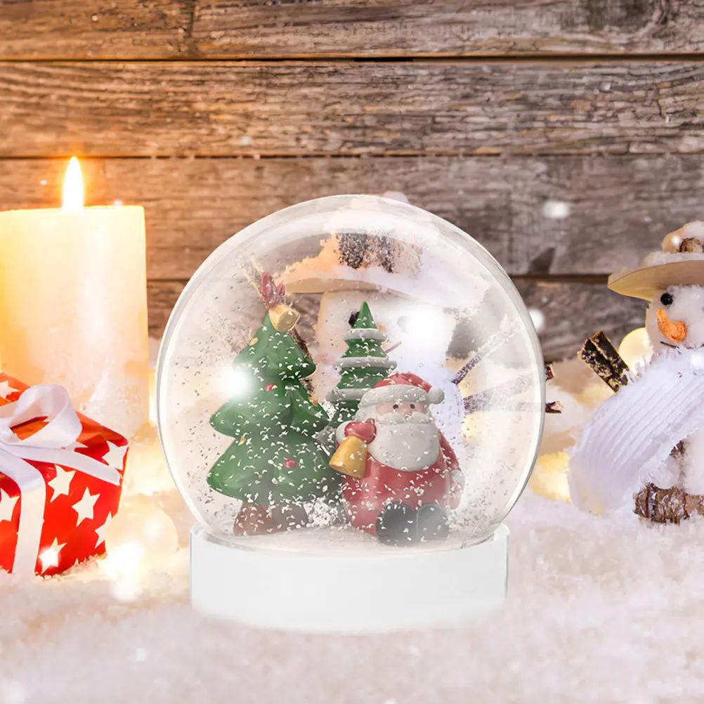 Xmas DIY Snow Globe Christmas Decorations Compact Plastic Water Globes Baubles White Clear Crafts