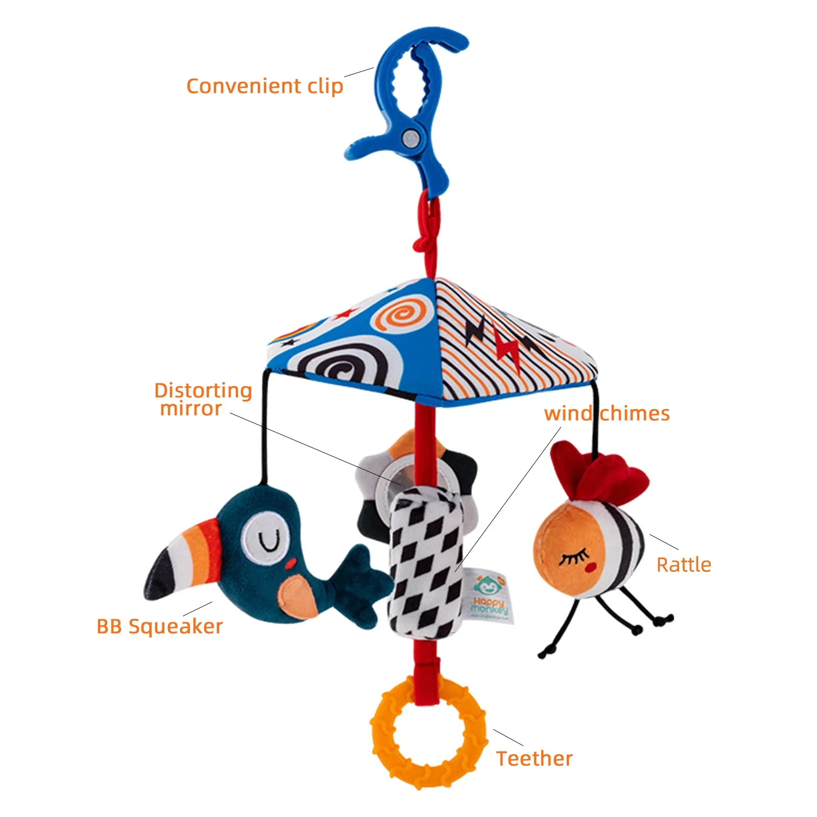 カラフルなぬいぐるみ傘風鈴ベッドベル視覚的インスピレーション子供用ベビーカーペンダント風鈴快適おもちゃ