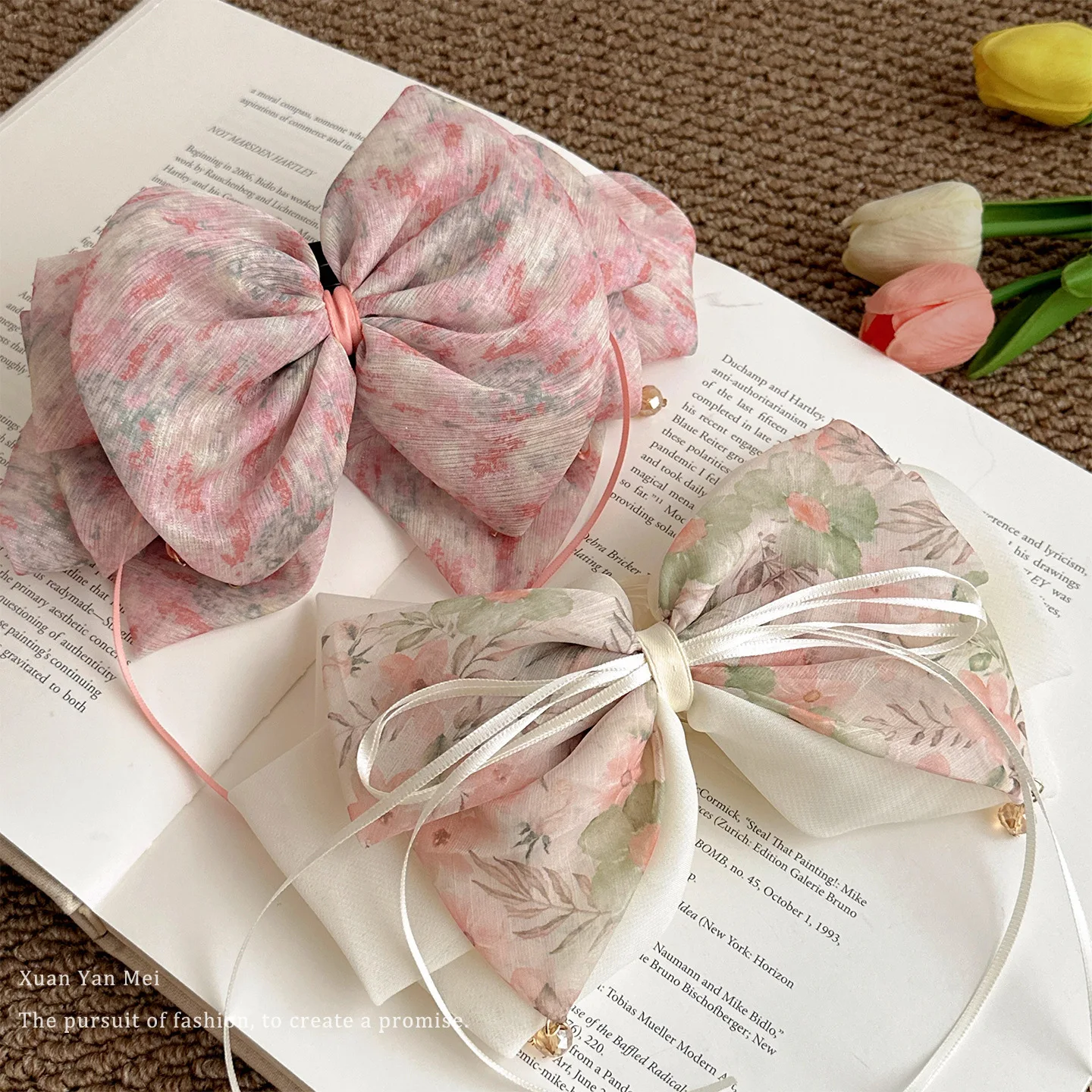 

Floral Bowknot Hair Claw Clip For Ponytail Updo Elegant Design Comfortable Grip Durable Material Stylish Accessory
