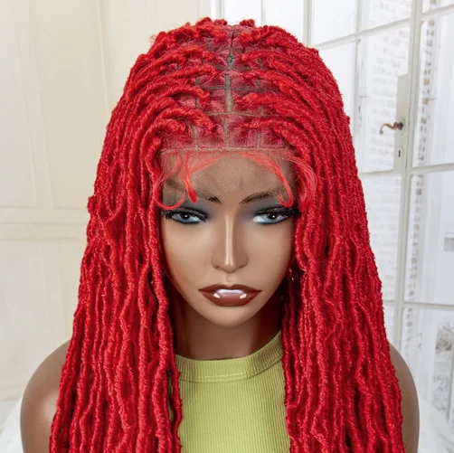 Colorful Locs Braided Wigs Synthetic Full Lace Knotless Dreadlock Box Braiding Wig for Women with Baby Hair Lace Frontal Wigs