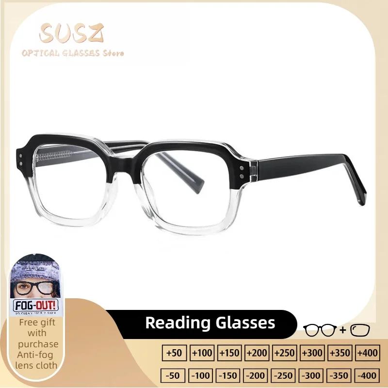 

SUSZ Simple Geometric Square Frames Progressive Multifocal Anti-Blue Light Reading Glasses Fashion Myopia Prescription Eyeware
