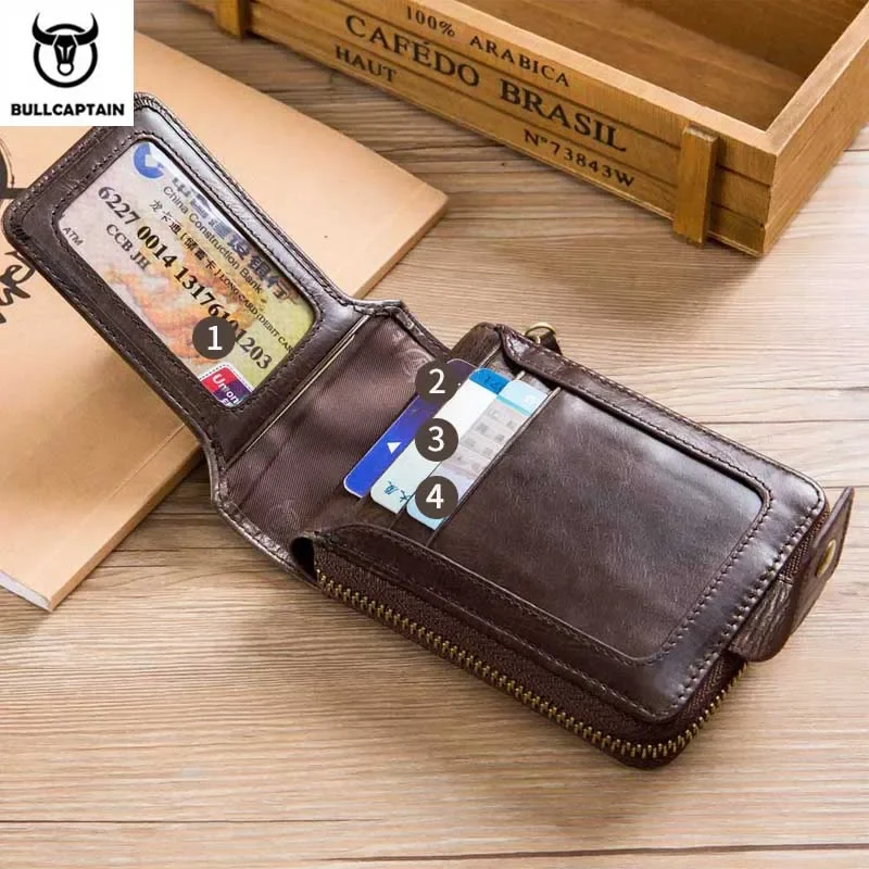 BULLCAPTAIN Brand Men\'s Wallet Genuine Leather Purse Male Rfid Wallet Multifunction Storage Bag Coin Purse Wallet\'s Card Bags