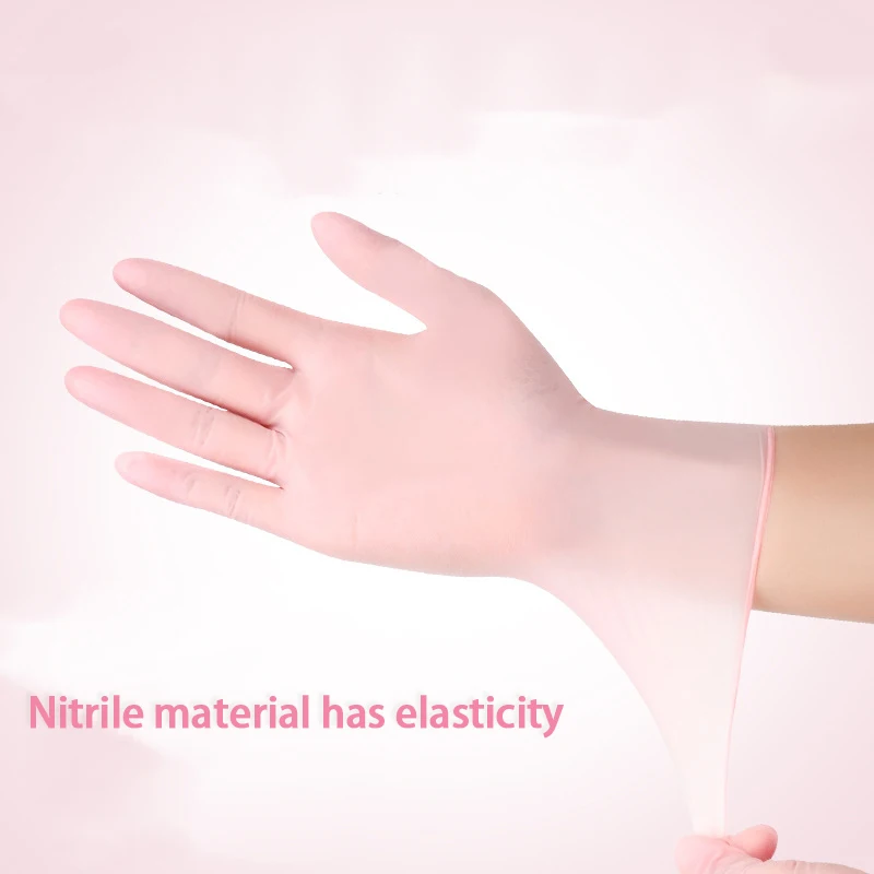 20/50/100/200/400/1000pcs Pink Disposable Nitrile Cleaning Gloves, Suitable for Hair Dyeing, Beauty Salons, Kitchen Gloves