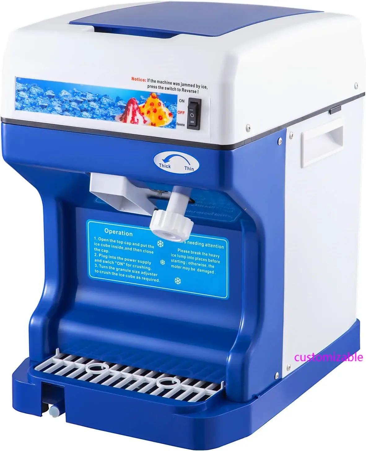 

110V Electric Shaved Ice Machine 250W Snow Cone Maker Tabletop w/Adjustable Ice Texture, Ice Shaving Machine 265LBs/hr