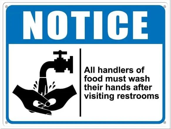 Notice Sign All Handlers Of Food Must Wash Their Hands Aluminum Tin Sign For Home Coffee Bar Wall Decor 8X12 Inch sign
