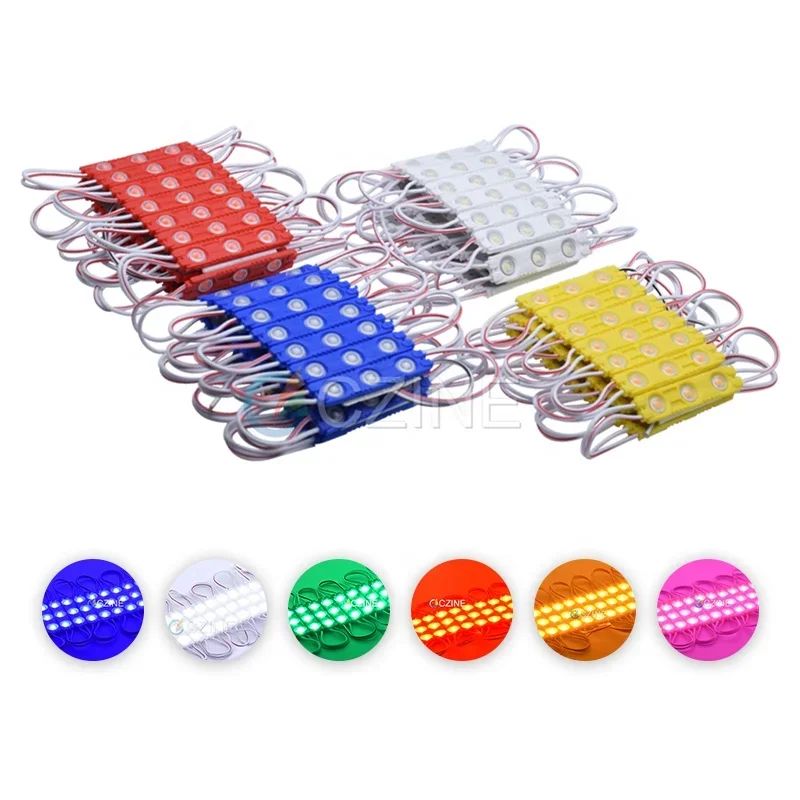 20Pcs 12V SMD 3 LED Module Injection White Waterproof IP65 Decorative 2835 Strip Bar Light Lamp Warm White Red Green Blue Pink