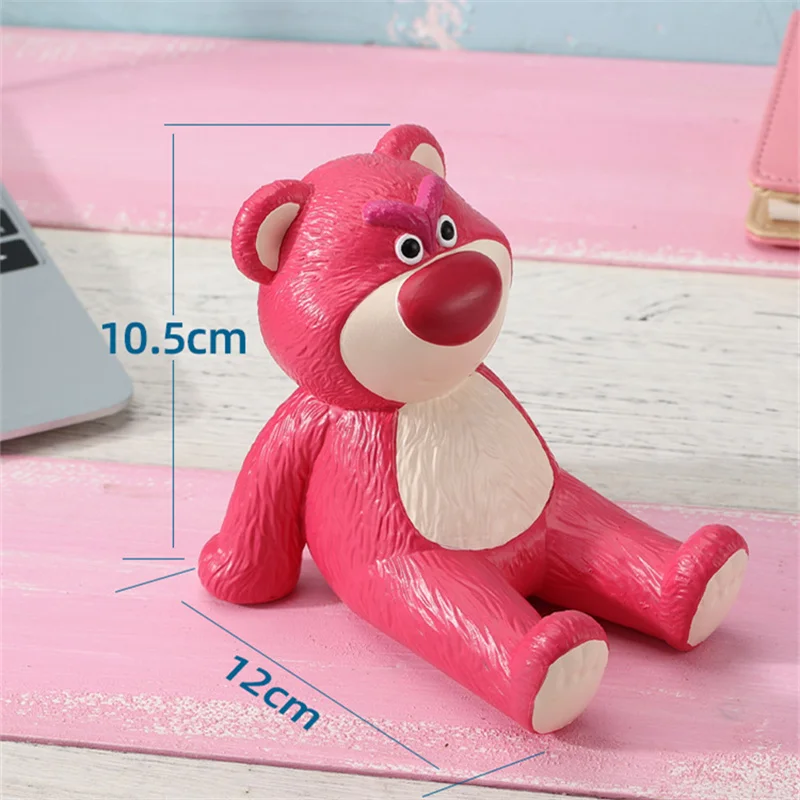 Anime Disney Toy Story Lotso Mobile Phone Holder Figurine Toy Animal Strawberry Bear Figure Desk Ornaments Model Toys Gift