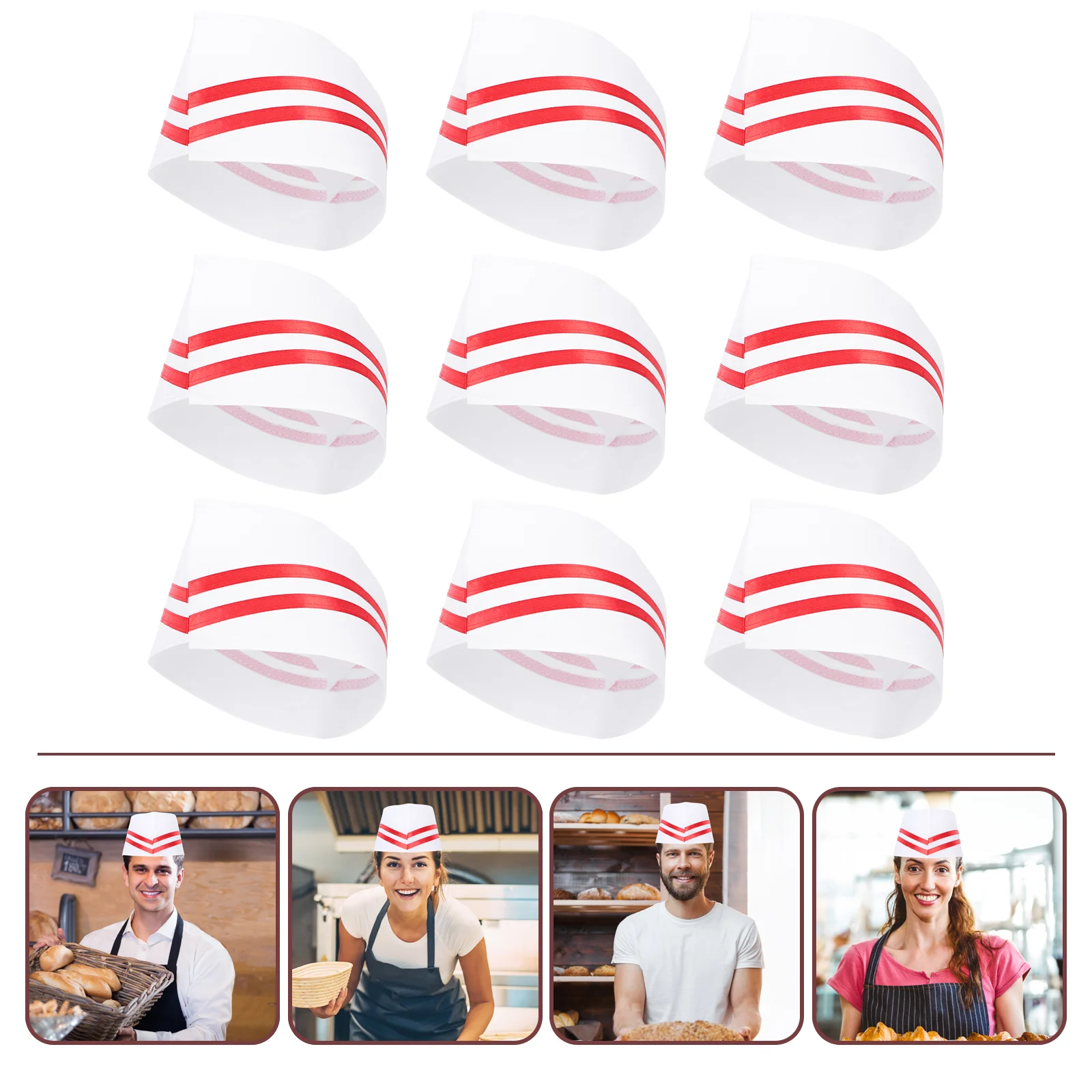 Casquette de Service pour hommes et femmes, 9 pièces, chapeaux pour Bonnet, tissu, travail de cuisine, casquettes de Chef en coton