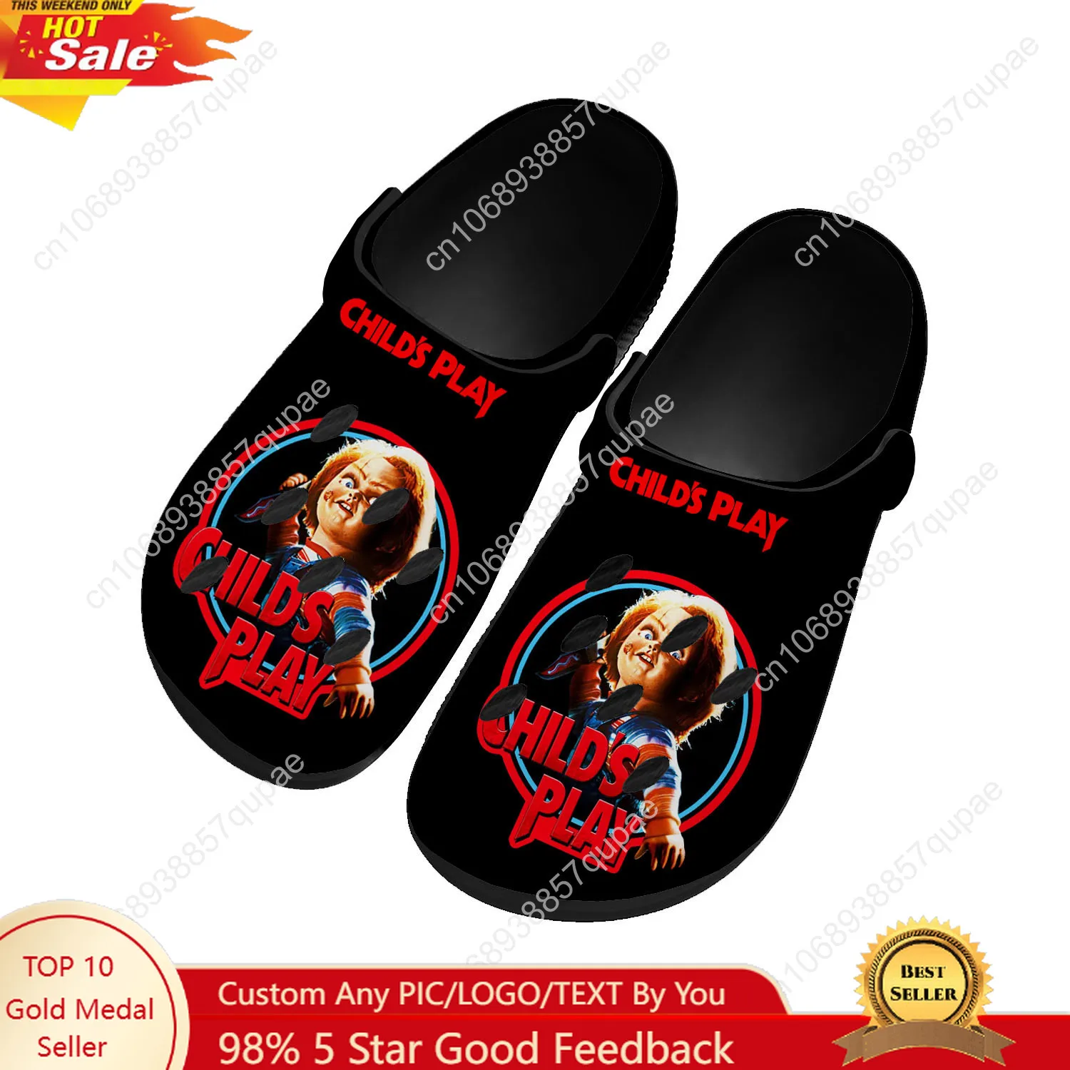 

Horror Movie Childs Play Chucky Home Custom Sandals Women Teenager Fashion Water Shoe Garden Clog Breathable Beach Hole Slippers