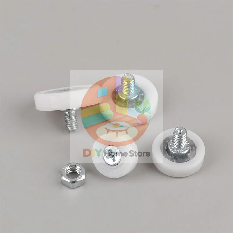 4Pcs Drawer Bearing Pulley with Screw M6 External Thread Durable Smooth Sliding Wheels for Cabinet Furniture Moving