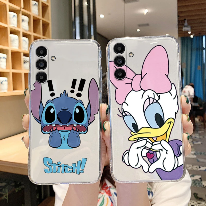 for Samsung Galaxy M23 M33 5G Phone Case Silicone Soft Transparent Clear Back Cover Mickey Minnie Mouse Daisy Donald Duck Stitch