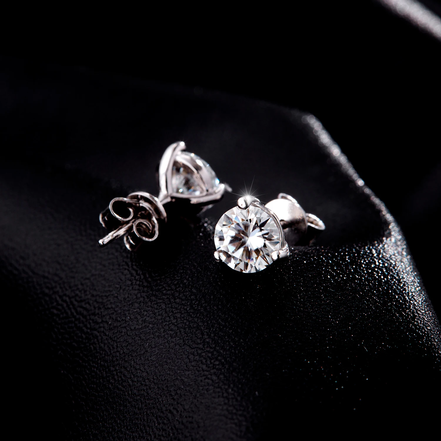 موديان D اللون 1CT مويسانيتي أقراط 925 فضة تألق ثلاثة الشق إعداد وأقراط للنساء مجوهرات الزفاف