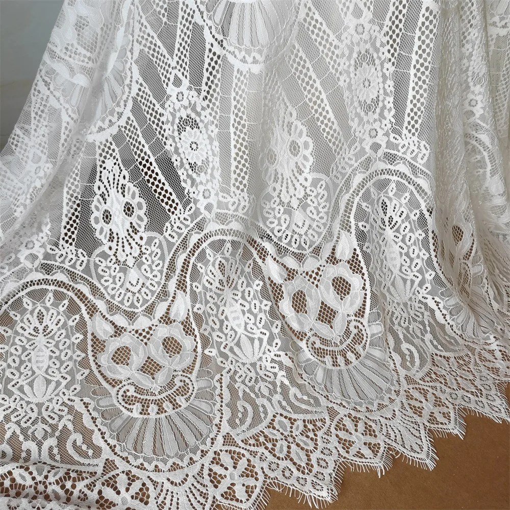 African Lace 3Meters Eyelash French Lace Fabric Cording Lady Long Dress Sewing Fabric 1pc 300cm