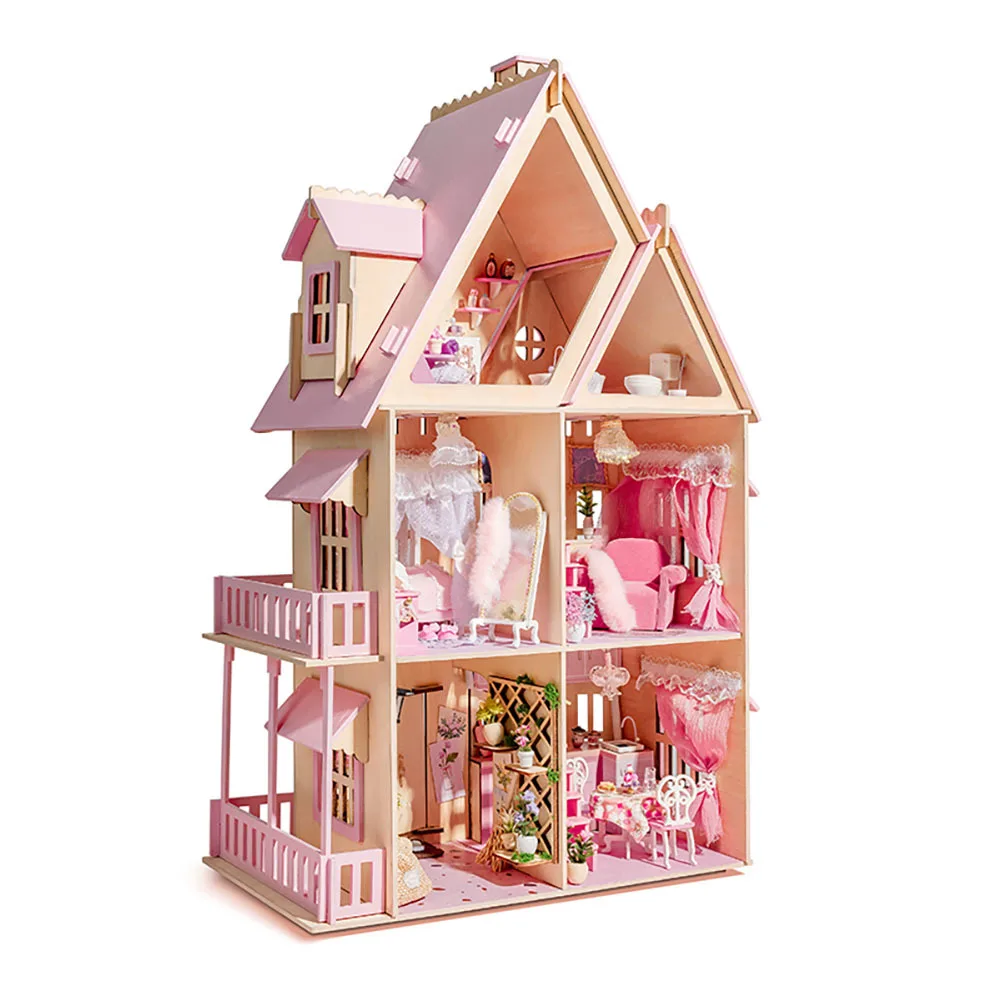 DIY Sweet Princess House Puzzle Art Villa Handmade Assembly Toy With Paint Kit LED Lights Creative Birthday Gift For Girls