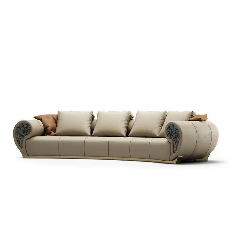 2026 new Italian mansion living room light luxury three-person four-person straight-row sofa