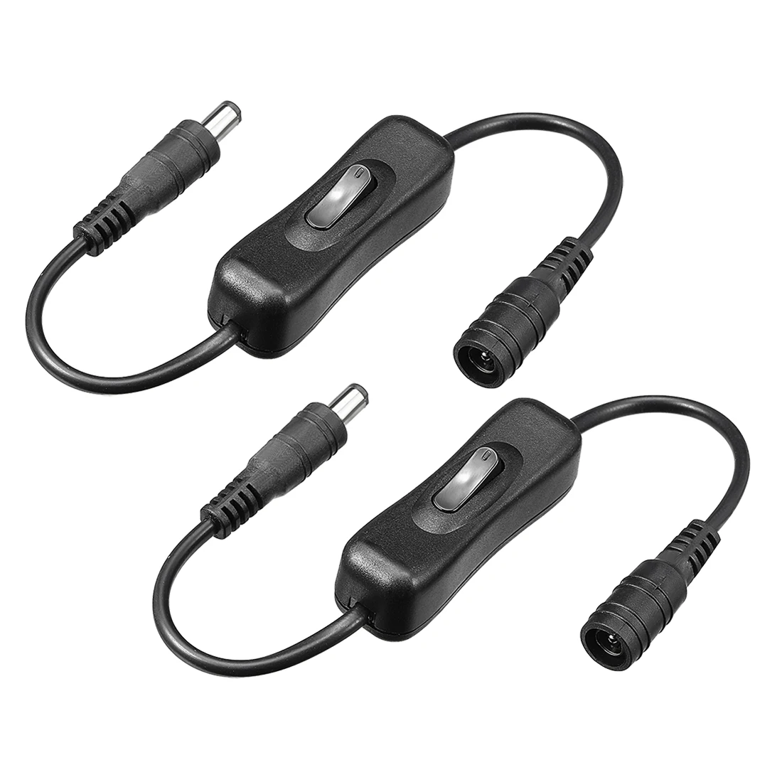 

UXCELL 2Pcs Inline 304 Switch ON/OFF Cable with 5.5x2.1mm DC Jack Male to Female Power Adapter Connector LED Strip Light Switch
