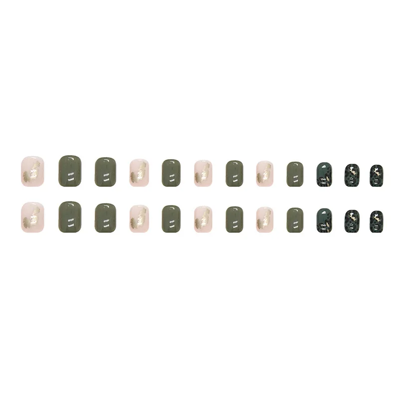 24 pieces of ins-style short press-on nails (square shape), paired with 1 piece of jelly glue and 1 nail file