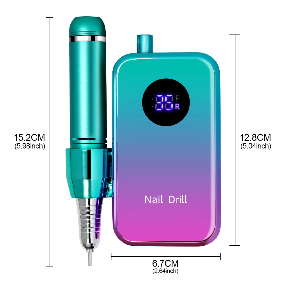 35000RPM Adjustable Speed Low Noise Nail Drill Machine Cordless Portable Nail Drill for Home Nail Salon Gel Nail Polishing