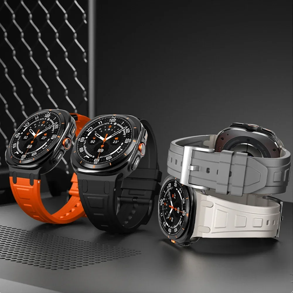 Soft Silicone Loop Strap for Samsung Galaxy Watch Ultra 47mm Men Sports Band for Galaxy 47mm Ultra NO Gaps Curved End Bracelet