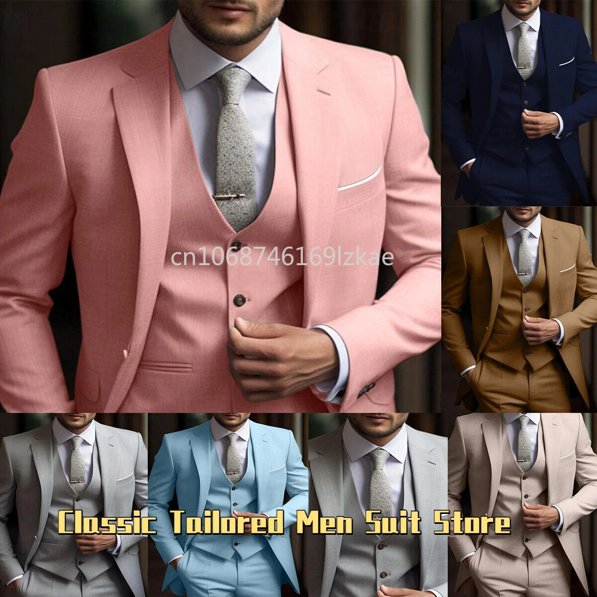 

Men's Suits Regular Fit Peak Lapel Tuxedo Formal Prom Blazer Vest Pants Groom Traje Caballero Hombre Vestir