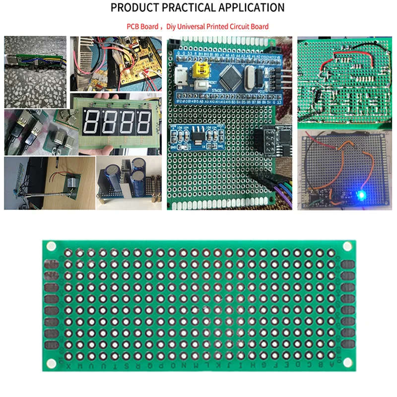 2-10PCS Board Green Double Sided Circuit Board PCB Prototype 2x8 3x7 4x6 5x7 7x9 9x15 10x15CM For DIY Soldering or Arduino