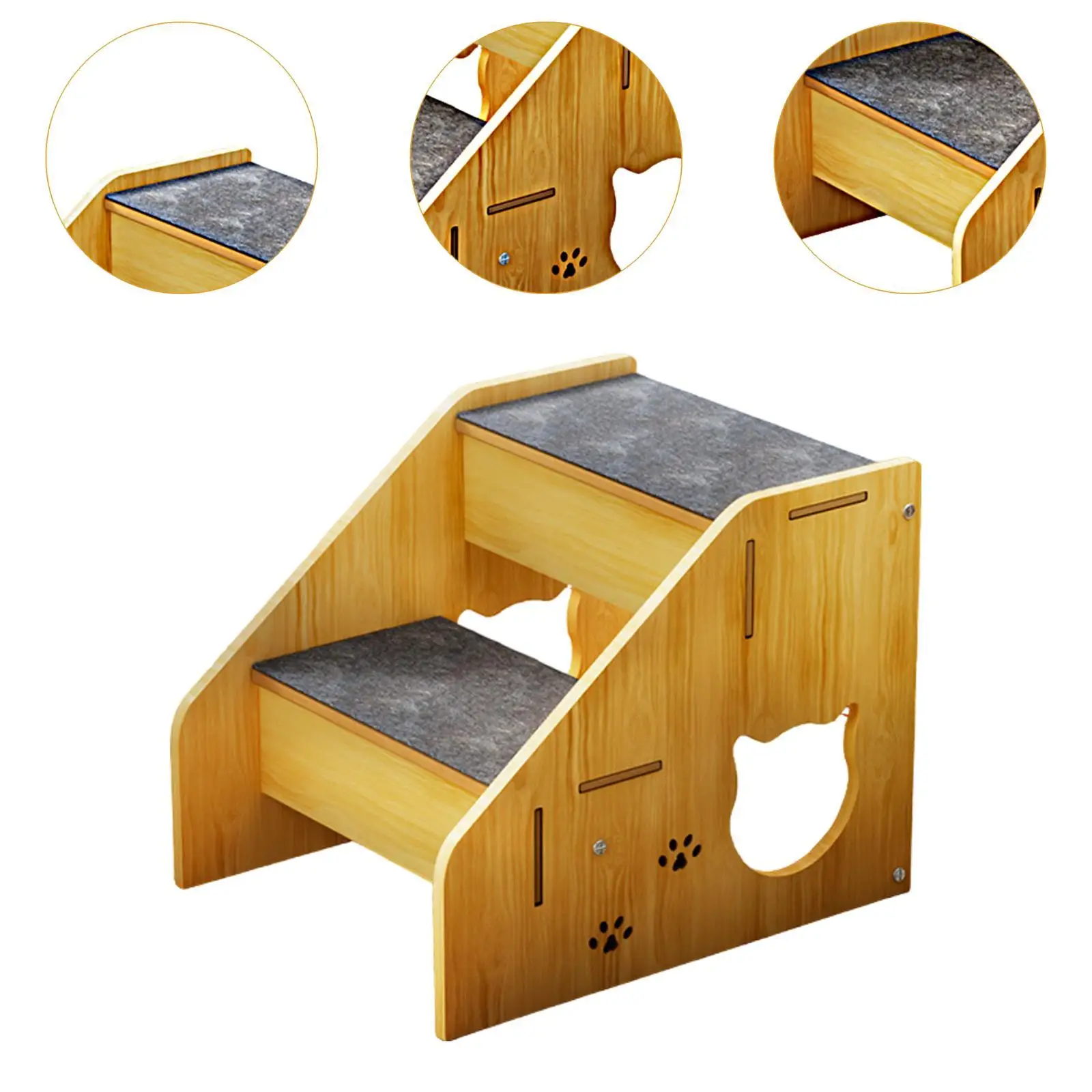 Scale per animali domestici in legno Rampa per animali domestici Morbida antiscivolo Staccabile portatile per cani Gatto da compagnia