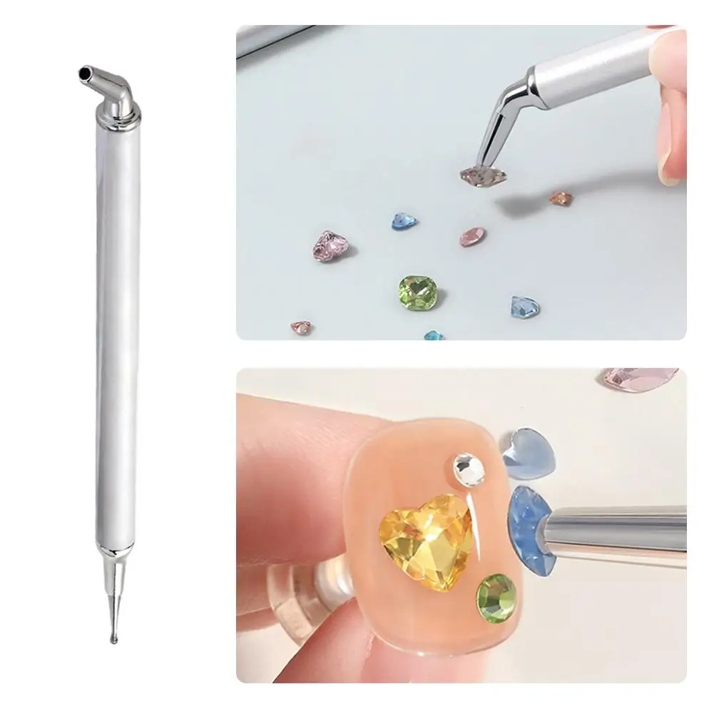 Dual-ended Rhinestone Picker Pen, Self-Adhesive Nail Art Dotting Pen for Picking Up Rhinestones and Nail Charms