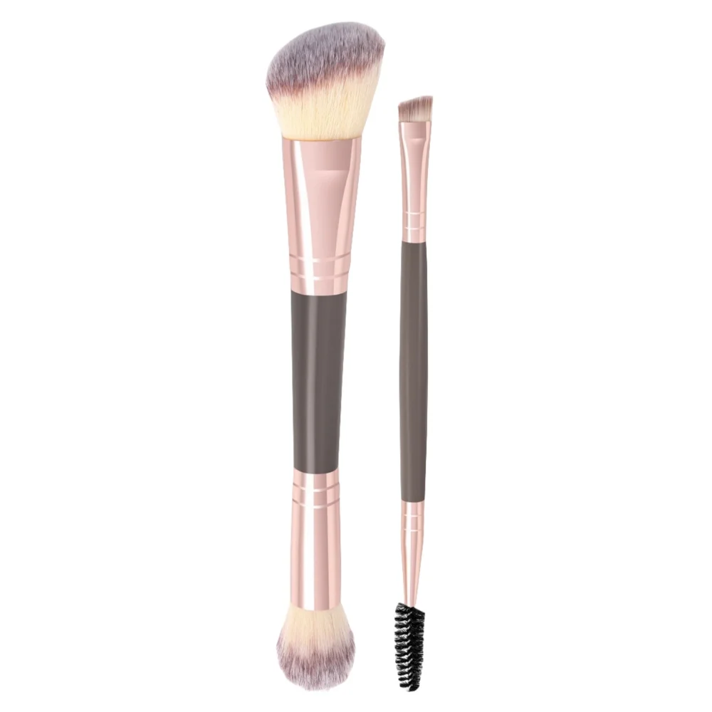 2Pcs Double-ended Eyebrow Brush Eyelashes Blush Brush Makeup Powder Brush Soft Hair Women Professional Foundation Beauty Tools