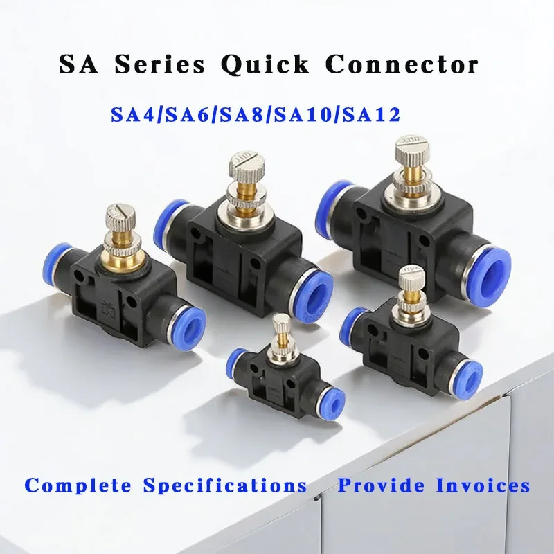 

20/50 Pcs SA Series Quick Connector 4mm-12mm Air Flow Control Valve Pneumatic Push In Fitting Throttle Valve Push In Connector