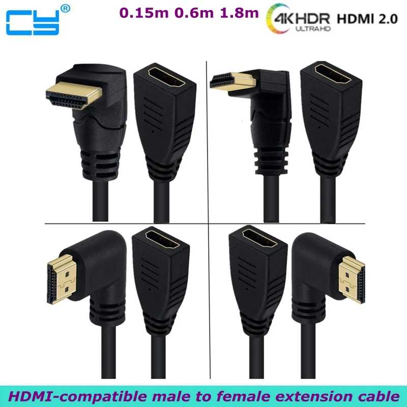 

180cm HDMI-compatible male to female 90 degree 2.0v Extension Cable 4K * 2K 60HZ, Used for HD TV LCD Notebook PS3 projector