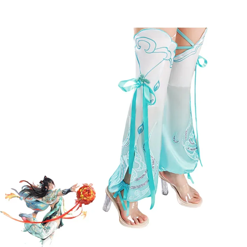 Игра Naraka: Bladepoint Lannie, карнавальный костюм в китайском стиле, зеленая юбка Hanfu, парик, женская обувь, сексуальные традиционные праздничные костюмы; 2k