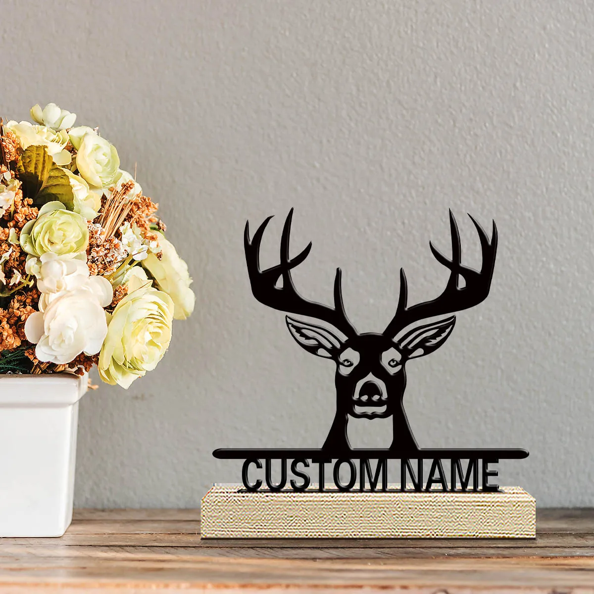 1pc Metal Desktop Decoration Customizable Content Equipped with A Wooden Base Holiday Gifts for Family and Friends