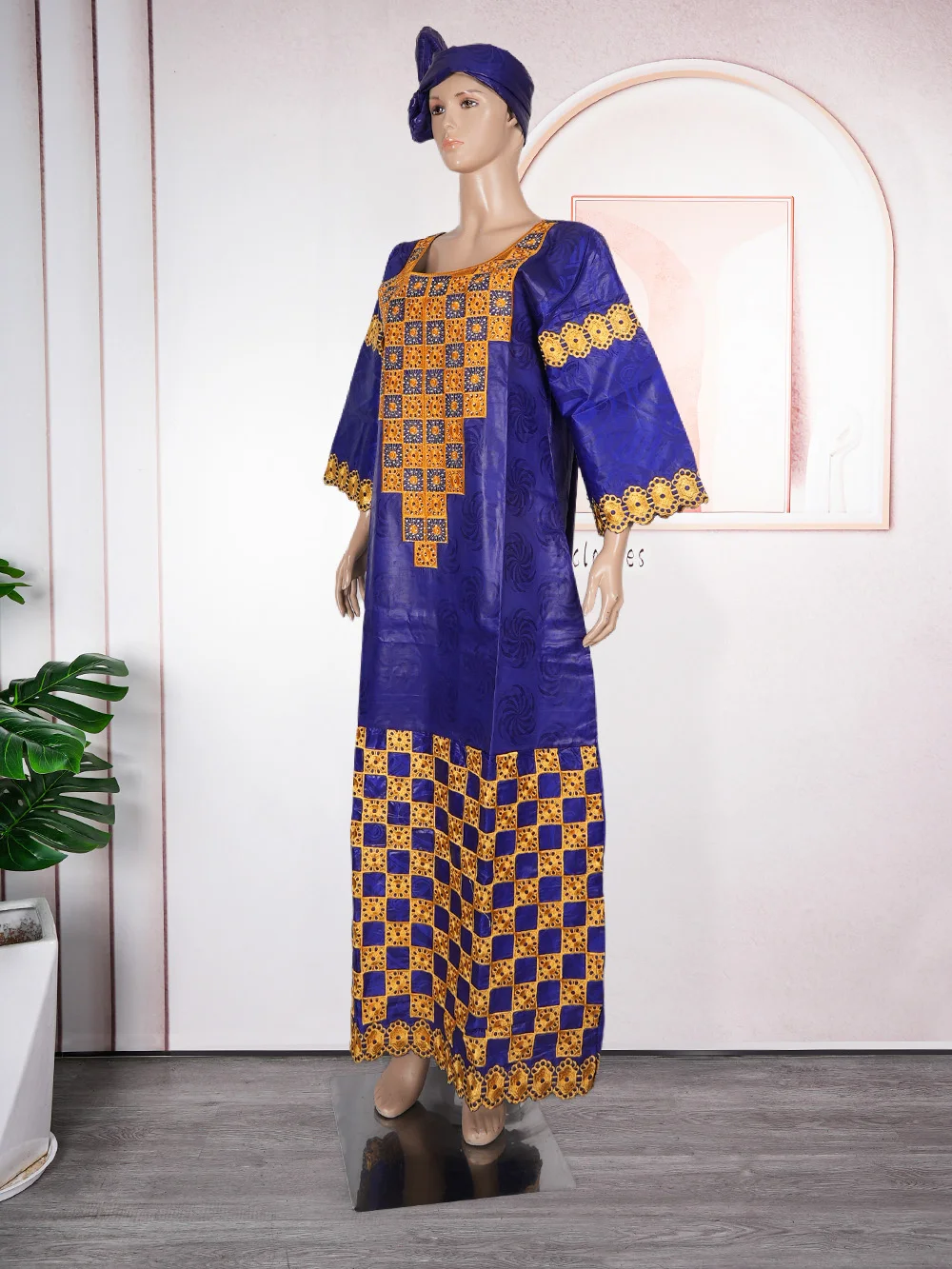 H&D New African Dresses For Women Embroidery Bazin Floral Boho Dresses Ankara Rich Long Robes Tradition Party Wedding Ramadan