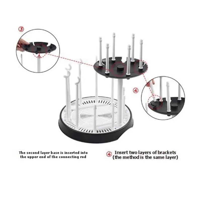 AINY-Two-Tier Round Multifunctional Baby Bottle Drying Rack For Baby& Maternity Supplies
