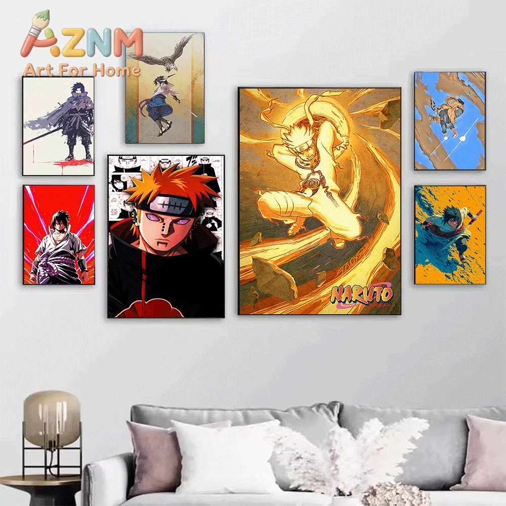 Anime Naruto Canvas Wall Art Obito Uchiha Masked Portrait Poster Unframed Canvas Painting Bedroom Living Room Home Wall Decor