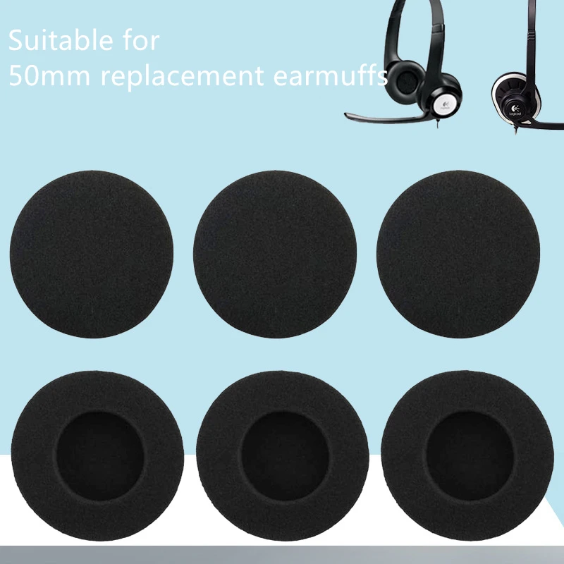 

50mm Ear Pads for Logitech H330 H340 H111 PMX100 PX100 Earmuffs Sponge Cover USB PC Earphone Earpads Replacement Accessories