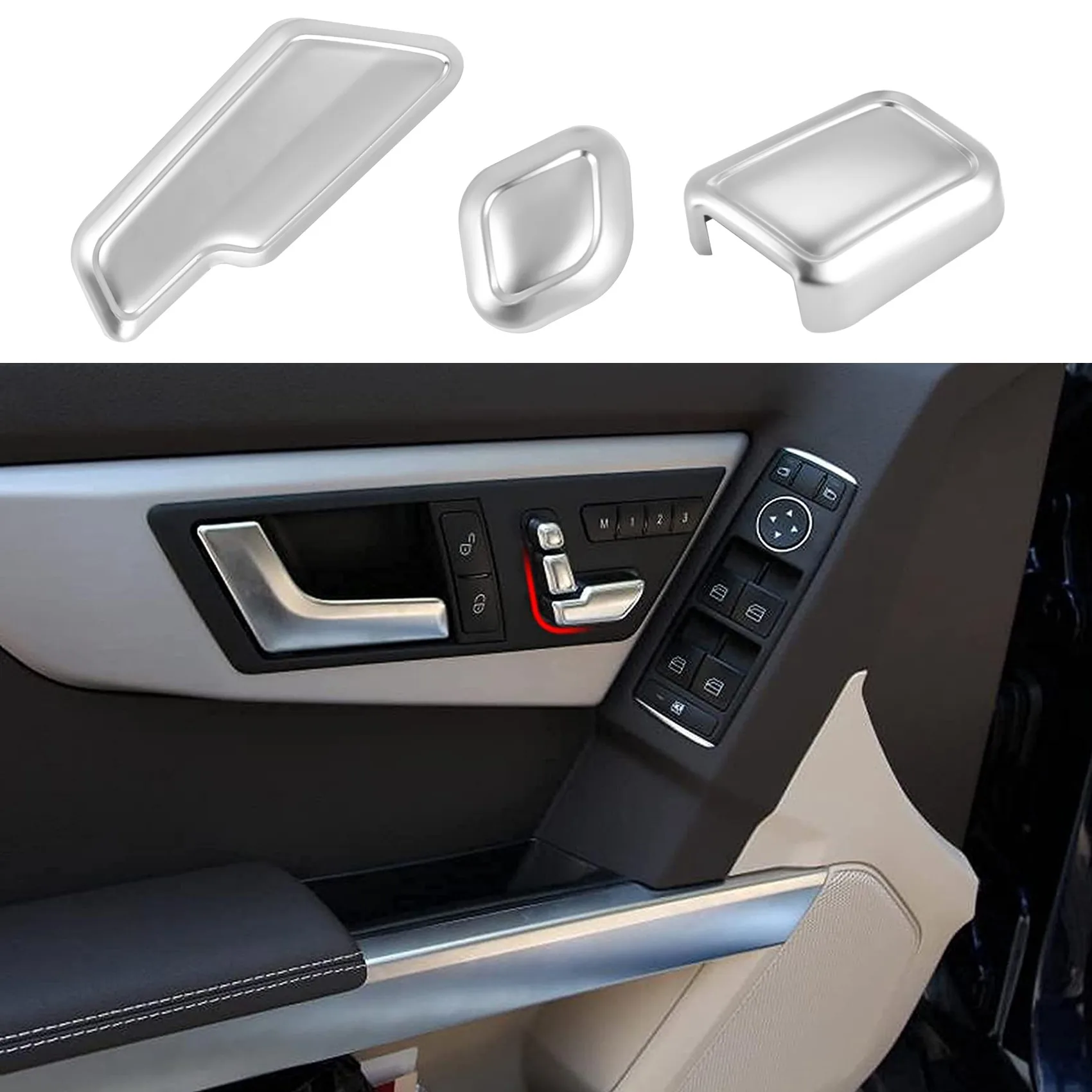 車のドアシート用の調整ボタン,クローム,メルセデスベンツeクラス,w204,w205,w212,w218,x204,x166,c,e,glk,gl,ml,cls,gl,6個