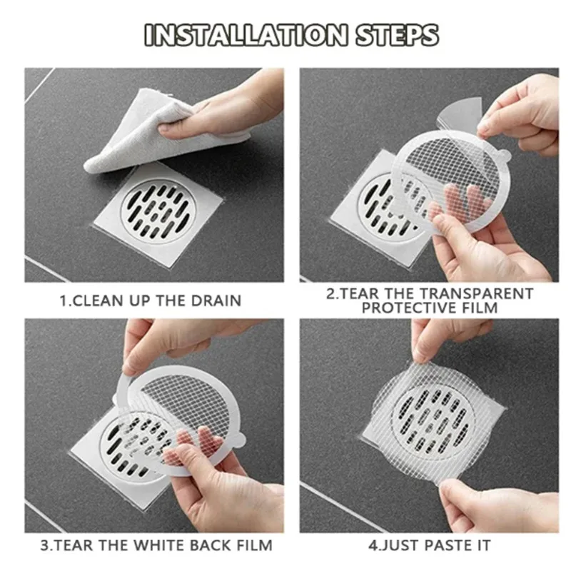 1/20pcs Anti-blocking Filter Screen Sink Sewer Outfall Stopper Floor Drain Sticker Hair Catcher Household cleaning products