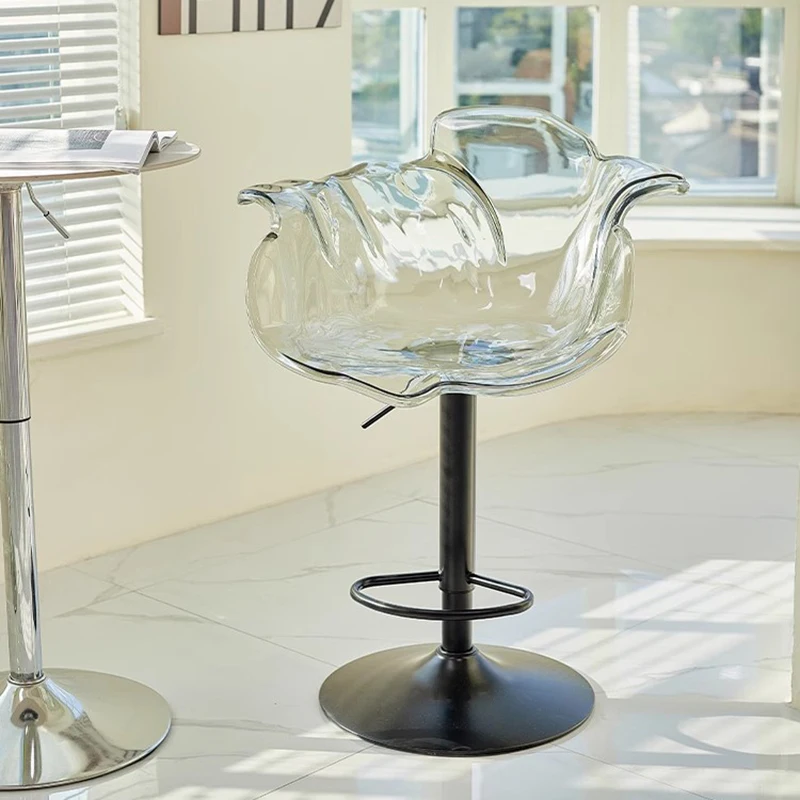 كراسي بار بلاستيكية بسيطة من الألومنيوم الشفاف كراسي بار شاطئ جمالية مريحة من الأكريليك الوردي Cadeira أثاث عصري #2