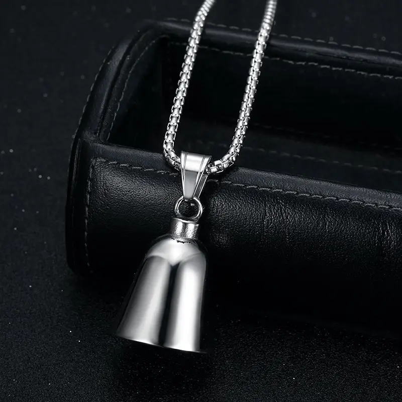 Fashion Glossy Motorcycle Bell Necklace Men's Cycling Rock Exorcism Amulet Lucky Pendant