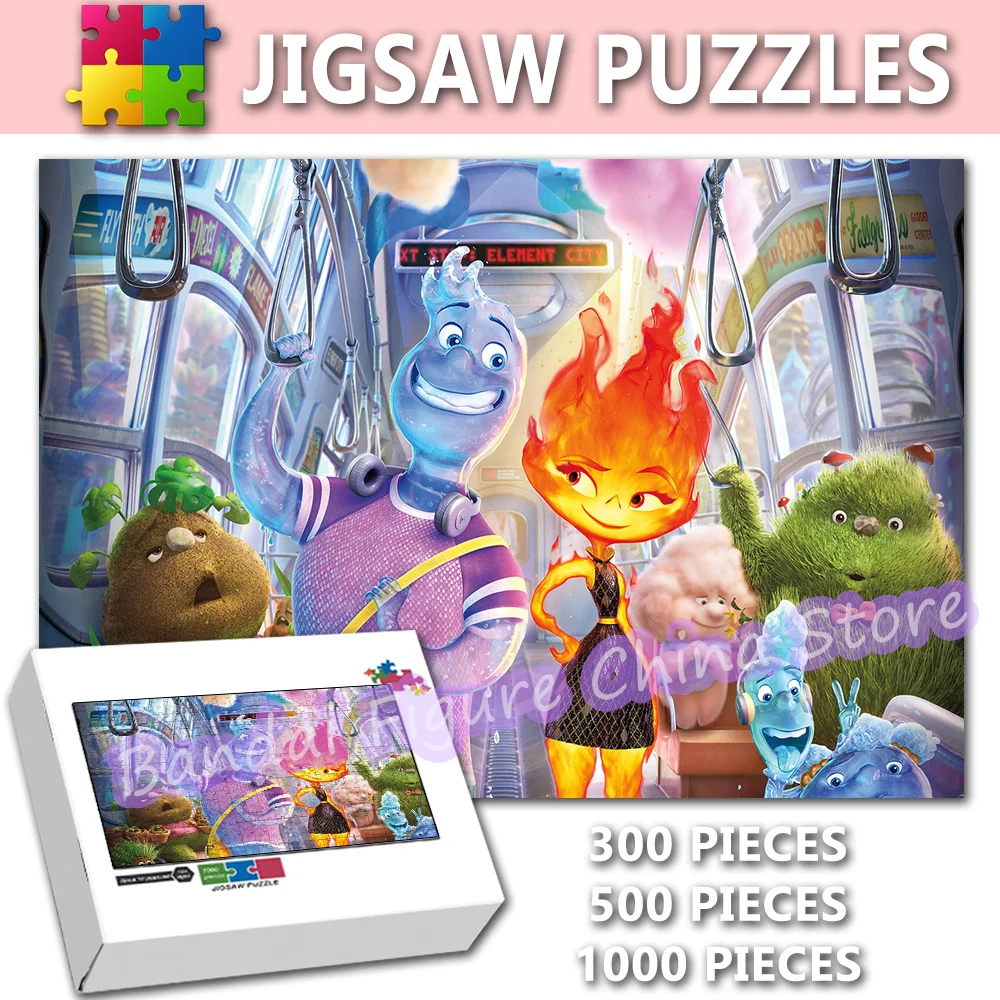 

Anime Stress Relief Toys Disney Pixar Movies Jigsaw Puzzle Elemental Fire and Water Adventure Story Puzzle Educational Gifts